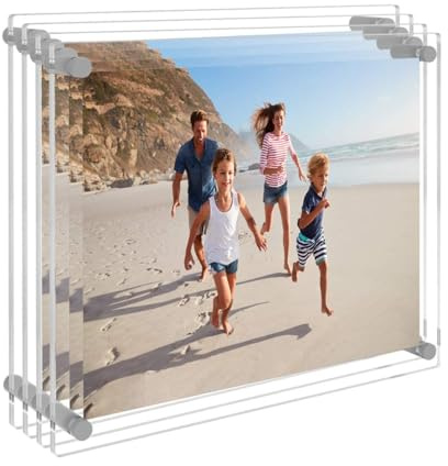 AITEE 8x10 Acrylic Picture Frames 4 Pack, Clear Picture Frames for Wall, Modern Frameless picture Frames Lucite Transparent Square Cubes Floating Hanging Photo Frame Gift for Home Office Display