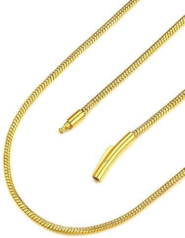 FaithHeart Schlangenkette Herren Damen Halskette Edelstahl 1,5/2/2,5/3MM | rund Schlangen Kette 40cm-75cm lang Wasserfest, Halskette für Anhänger, Kette mit Druckverschluss, Schmuck für Alltag