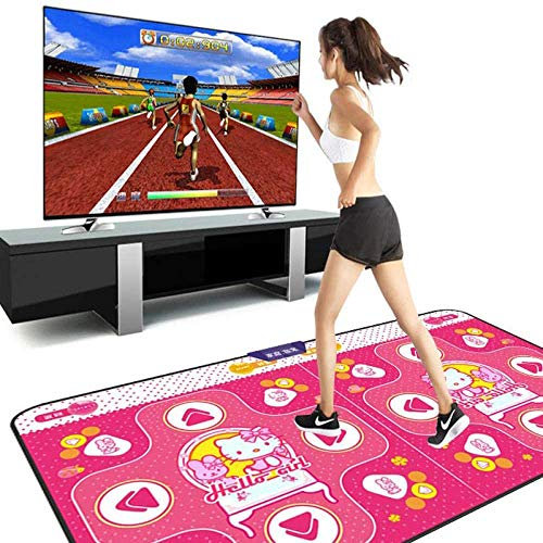XBSLJ Kindertanzmatten HD rutschfeste tanzende Stufentanzmatte, Faltbare kabellose Körperspiele Doppelte Tanzmatte mit Doppelgriff und Speicherkarten Computer/TV Dual Purpose