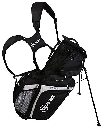 Ram Golf Hybrid Stand/Trolley Golf Bag with 14 Way Divider, Black