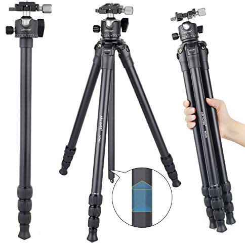 Trípode de cámara de 165cm, trípode de Viaje Compacto ARTCISE NS60 con Cabeza de Bola de Perfil bajo de 36 mm y Bolsa de Transporte para cámara DSLR, videocámara