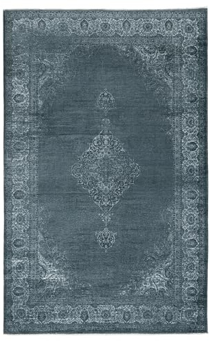 Kelim Vintage Teppich Wohnzimmer Holzkohle Grau 155 X 225 cm - Moderner Kurzflor Teppich - Super Soft