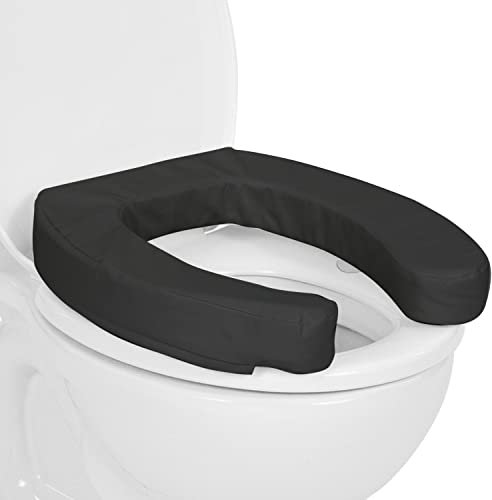 Vive Toilet Seat Cushion (Soft Cushioned Foam) - Easy Clean Padded Bathroom Attachment - Elongated, Standard Seats - Comfort Support Donut for Adults, Coccyx Tailbone Pain Relief (2 Cushioned Foam)