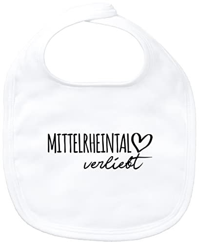 Huuraa Baby Lätzchen Mittelrheintal verliebt Geschenk White Bio Baumwolle Mittelrheintal Präsent