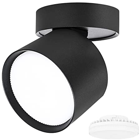 KYOTECH Faretto da soffitto a LED orientabili Ø84*80mm con intercambiabile 6W GX53 Lampadina LED Spot Light Nero Faretti da Soffitto luce Calda Bianca 3000K 550LM Apparecchio a Plafone