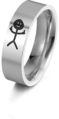 SIPURIS Lustige Kritzelringe für Männer und Frauen Mittelfingerringe Angst Spinner Ringe Edelstahl Versprechen Finger Herren Ringe Hochzeit Verlobung Finger Bänder Schmuck, 10