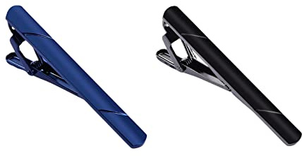 KALUROIL 2 PCS Krawattennadel, klassischer Business-Stil, Krawattenklammer für Herren(Pistolenschwarz + Marineblau)