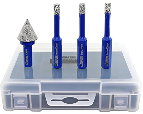 SHDIATOOL Diamant-Bohrkrone Fliesenlochsäge 6/6/6MM, Porzellan Kernlochsägen für Keramik Marmor mit 20MM Fase Bits, 4pcs mit Kunststoff-Box