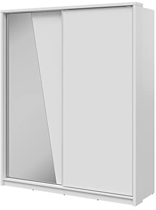 MINIO go for it - Armoire Deux Portes ERTA 25, Armoire à Portes coulissantes avec Miroir, 180 cm, Couleur: Blanc Mat