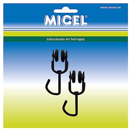 MICEL - 92578 - Polea para riel de cortina latetral del toldo, 2 unidades, Para rodamientos interiores, Color negro, 18,5 x 18 x 56 mm