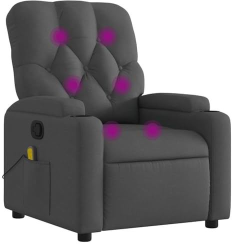 vidaXL Massagesessel, Sessel Verstellbare Rückenlehne, Fernsehsessel Relaxsessel mit Vibrationsfunktion, Liegesessel Polstersessel Ruhesessel, Dunkelgrau Stoff