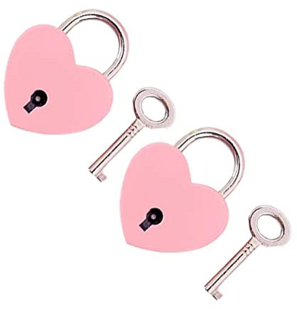 BESTonZON 2 Stück Herzschloss Gepäck Vorhängeschloss mit Schlüssel Shop Das Schloss Sicheres Stilvolles Exquisites Mini-vorhängeschloss für Reisen und Zuhause