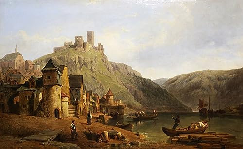 MSTECO Berühmtes Gemälde Leinwand Bilder Kunstdrucke Abstrakt Poster Beilstein an Der Mosel Von George Clarkson Stanfield für Wohnzimmer 60x90cm
