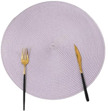 FXSMCXJ Tischsets Set Von 6 Rund Geflochten-helles Lila-38 cm (6 Stücke)