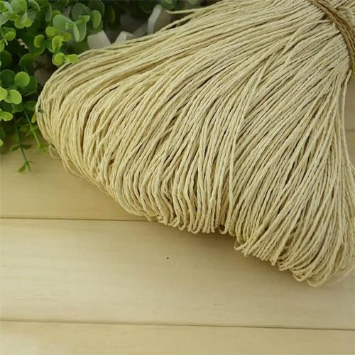 Hilo de paja de rafia natural de verano de 600 m, hilo de paja de papel de ganchillo, manualidades para hacer manualidades, para tejer sombreros, bolsos, cestas, material de ratán