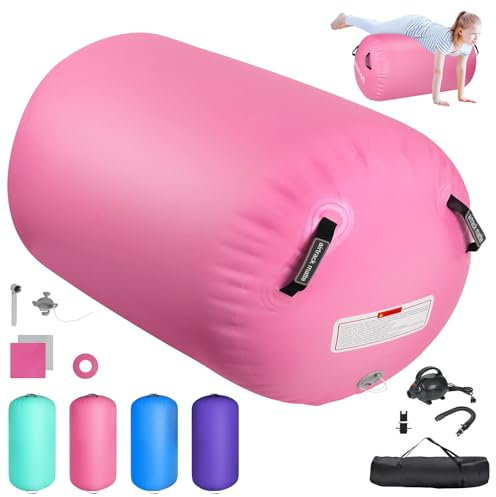 Airtrack Aufblasbare Gymnastik Rolle, 100/120cm Matte für Tumbling, Yoga und Fitness - Barrel Gymnastikmatte