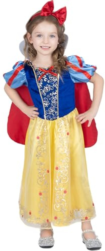 Sincere Party Abito da Bianca Neve Deluxe per ragazza con capello e fascia 2-3 anni