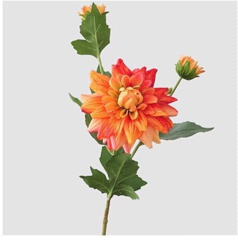 WENH 5 Teile/los Nordic Künstliche 3 Köpfe Dahlie Seidenblume Hochzeit Dekoration Straße Führt Layout Party Floral Dahlien Fotografie Requisiten(Orange Color)