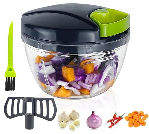 Onion Slicer, Multifunctional Onion Shredder, Onion Slicer Manual with Pulley, with Egg Mixer, Onion Chopper Vegetable Slicer for Vegetables, Fruit, Garlic, Eggs