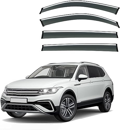 JIAQINF Windabweiser für VW Tiguan Allspace(7seat) MK2 2017-2020 2021 2022 2023, Autofenster Regenschutz,Autofenster Regenschutz, Regenabweiser,Integrierte Deflektoren.