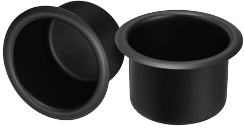 sourcing map 2 Pcs Aluminum Drop-in Cup, 2.48 x 4 Drink Can Holder Poker Table Cup Holder Insert for Sofa Boat Car Marine, Black