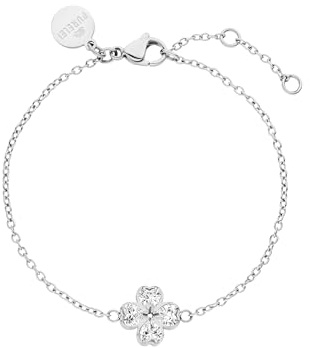Purelei Cuore Armband – Elegantes Ankerketten-Armband mit Kleeblatt-Anhänger aus Zirkonia-Herzen