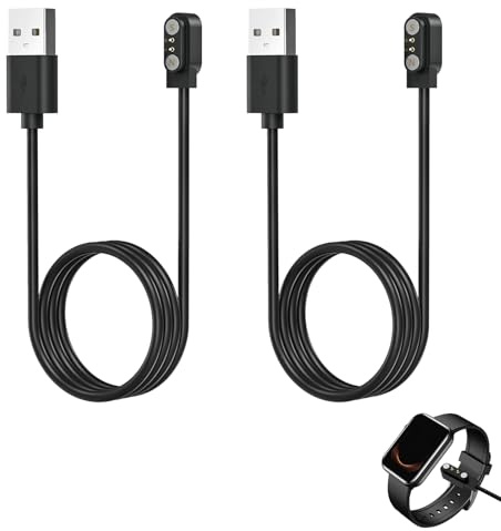 2 Pièces Universel Chargeur Montre Connectée, 2 Pin 2.84mm Magnétique Chargeur pour Smartwatch, Câbles Magnétiques de 60cm, Compatible avec Smartwatch à Broches de 2.84mm, Charge Rapide et Sécurisée