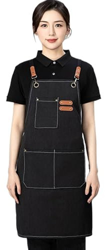 Cooking Apron | Canvas Garden Apron with 3 Pockets - Thickened Crossback Tool Holder, Stain-Resistant Work Tool Holder for Salon Baking Restaurant Woodworking Grilling Workshop Pottery