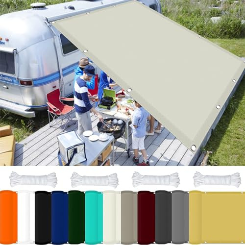 Pali per vela parasole impermeabili, 2 x 6 m, in poliestere resistente, per uso esterno, giardino, cortile, patio, colore avorio, protezione UV