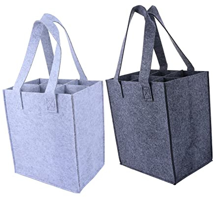 GLEAVI Bolsas de Fieltro para Botellas de Vino con Asa Resistente 2 Piezas para Fiestas y Regalos