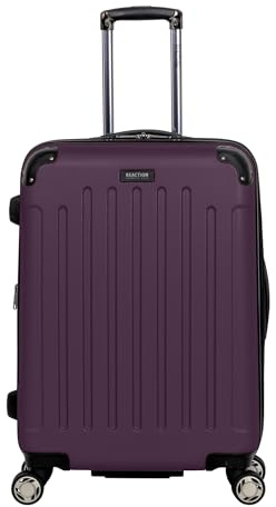 Kenneth Cole REACTION Renegade Luggage Expandable 8-Wheel Spinner Lightweight Hardside Suitcase, Midnight Plum, 24-Inch Checked