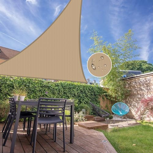 Vela ombreggiante impermeabile personalizzabile 98% protezione UV triangolare 6x6x6m Kaki baldacchino per esterni giardino patio pergola soluzione perfetta parasole