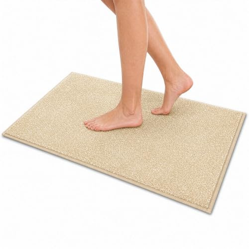Floordirekt Badematte NASA Beige 60 x 150 cm weiche und langlebige Badvorlage, verstärkte Kanten, wasserabsorbierend und pflegeleicht