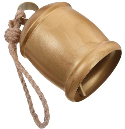 Alipis Campana Colgante de Metal: Cencerros de Vaca de Metal Desgastado con Cuerda de Yute, Cencerro Colgante Antiguo de 6,5 cm de diámetro, Adorno para árbol de Navidad para Pared, jardín y