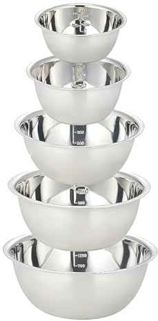 Lot De 5 Cul De Poule Inox: Saladiers En Acier Inoxydable En 5 Tailles, Bol Inox Cuisine Bowl De Mélange, Empilables Et Lavables Au Lave-Vaisselle Idéal Pour La Cuisine, Pâtisserie Et Stockage