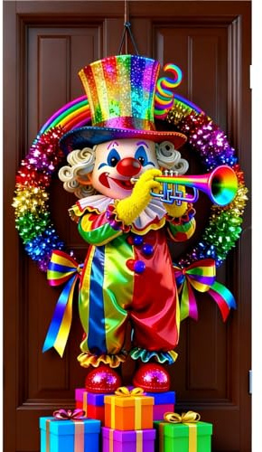 Karnevaldeko Tür, Clown Karneval Tür Abdeckung Dekoration Zirkus Deko Faschingsdeko Hängen Banner Hintergrund für Haus Haustür Veranda Türdeko Fasching Party Deko (D)