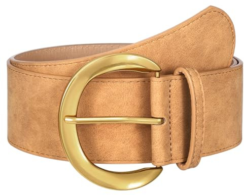 WHIPPY Damen Breiter Gürtel für Kleid Mode Wildleder Gürtel Damen Taillengürtel mit Goldschnalle