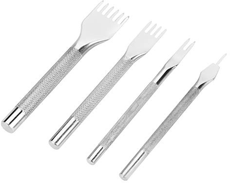 4 herramientas de costura para perforar agujeros para manualidades de cuero, juego de punzones profesionales con espacio de 1/2/4/6 puntas, kit de cinceles de costura de acero
