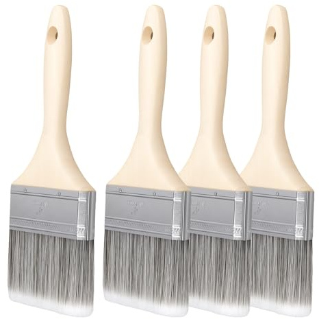 SENJEOK 4-pack 10 cm spånmålarborste, 10 cm ritborste träpensel för fläckar, lack, målning