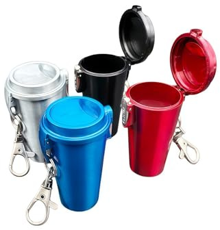 Lajiakoy® Taschenaschenbecher, Tragbarer Aschenbecher, geruchsdicht für unterwegs Deckel und Schlüsselbund, Kreative Tragbare Aschenbecher für Draussen (Schwarz)