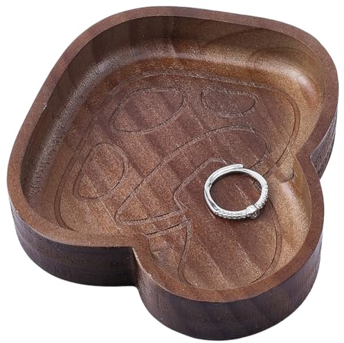 PRESSINART Porte Bague Bois Coupelle Bijoux Plateau Bois Forme Champignon Mignon pour Bagues Boucles D Oreilles Organisateur Bijoux Decoratif pour Maison Chambre Salon Bureau Coiffeuse Cadeau
