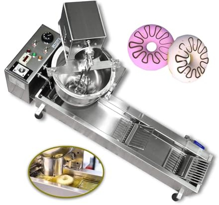 7L Automatic Doughnut Maker, Commercial Single Row Donut Machine with 3 Sizes Molds, Frying Machine for Bakery & Food Cart