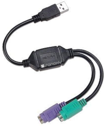SANOXY USB to Dual PS/2 Adapter, for Mouse and Keyboard (Black)