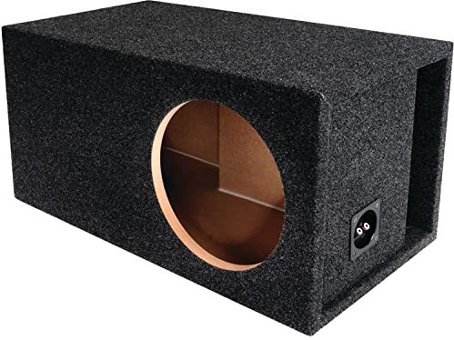 Atrend Bbox Single Vented 12 Inch Subwoofer Enclosure - SPL-Tuned Single Car Subwoofer Boxes & Enclosures - Premium Subwoofer Box Improves Audio Quality, Sound & Bass - Nickel Finish Terminals