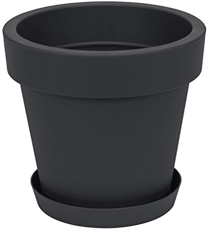 Prosperplast Blumentopf Übertopf inkl. Untersetzer Blumenkübel 49 x 46.5 cm anthrazit Pflanzkübel Pflanztopf Kunststoff Lofly