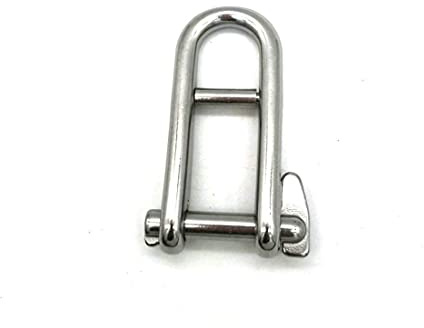 JingYi Marine AISI316 Stainless Steel Keypin Halyard Flat D Boat Shackle with Bar Silver Tone (5mm)