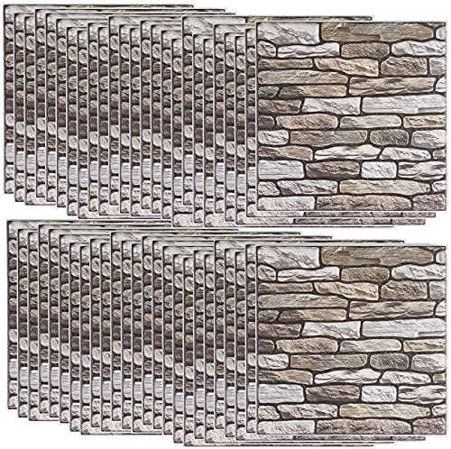 infactory 3D Klebefolie Küche: Selbstklebende 3D-Steinwandoptik-Fliesenaufkleber, 30 x 30cm, 20er-Set (Fliesenaufkleber Küche, Bad Steinoptik)