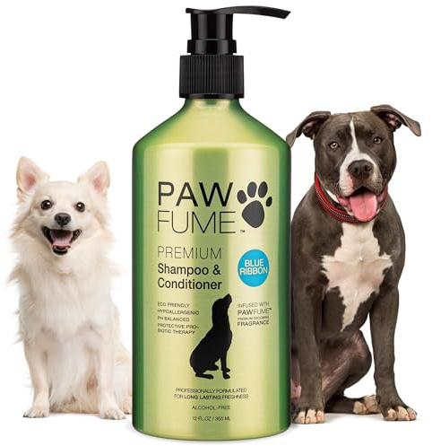PAWFUME Dog Shampoo and Conditioner, Blue Ribbon, 1-Pack – Nourish & Detangle for a Silky Soft Coat – Probiotic, Deep-Cleaning, pH-Balanced Formula – Puppy Shampoo and Conditioner for All Breeds
