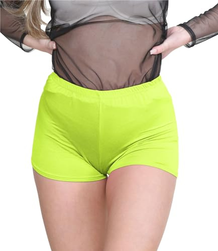Janisramone Minishorts för damer, träningsshorts – eleganta heta byxor för dans gymshorts kvinnor | perfekta sommarshorts med rumpa, NEONGULT, 8-10