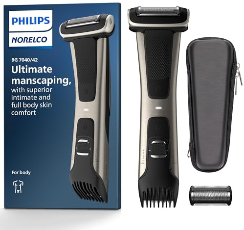 Philips Norelco BG7040/42 Rasoir corporel avec tondeuse, avec boîte et tête de rechange, 1,01 pound argenté, 1 unité par paquet